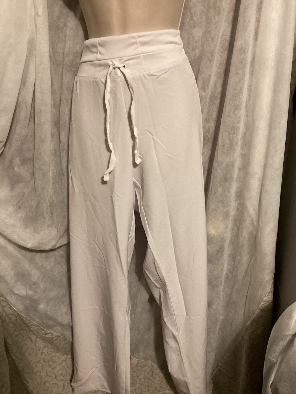 Barco One Women’s White Semi Sheer Jogging Pants Cool Airy Stretch Size XL